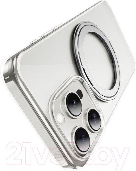 Изображение товара Чехол-накладка Hoco AS1 для iPhone 15 Pro Max магнитный с кольцом (прозрачный)