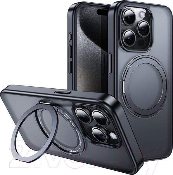 Изображение товара Чехол-накладка Hoco AS1 для iPhone 15 Pro Max магнитный с кольцом (черный)