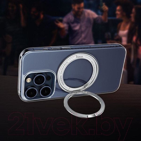 Изображение товара Чехол-накладка Hoco AS1 для iPhone 15 Pro магнитный с кольцом (прозрачный)