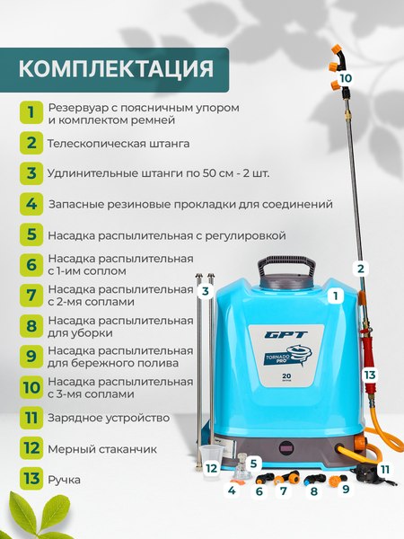 Изображение товара Опрыскиватель аккумуляторный GPT Tornado Pro ZFB-20
