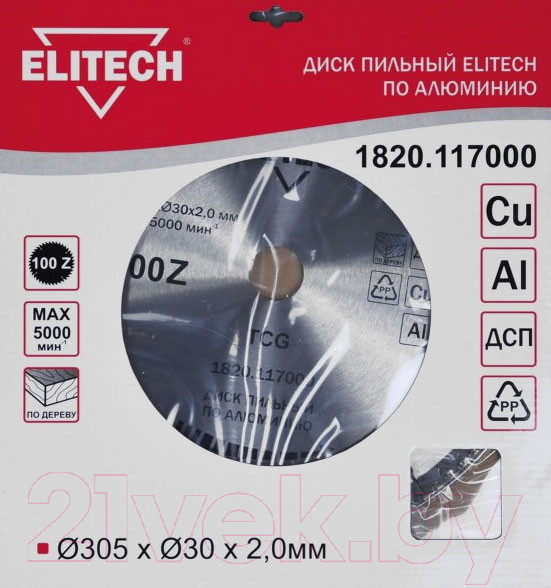 Изображение товара Пильный диск Elitech 1820.117000 