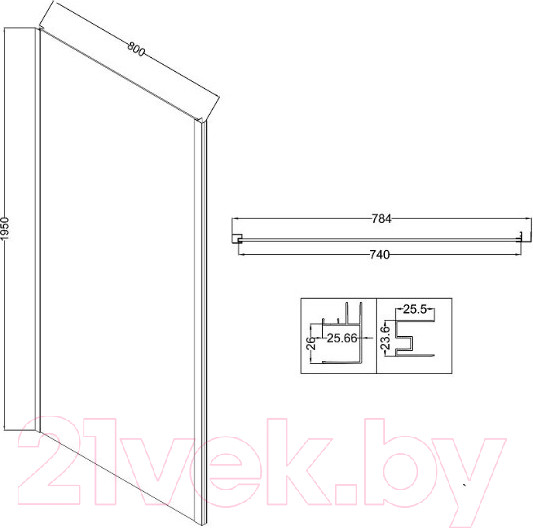 Изображение товара Душевая стенка Niagara NG-A80B-34 80x195