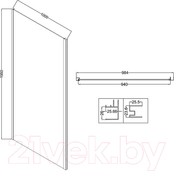 Изображение товара Душевая стенка Niagara NG-CH100-34 100x195