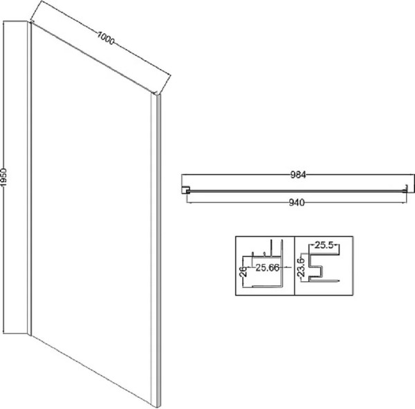 Изображение товара Душевая стенка Niagara NG-TB100-34 100x195