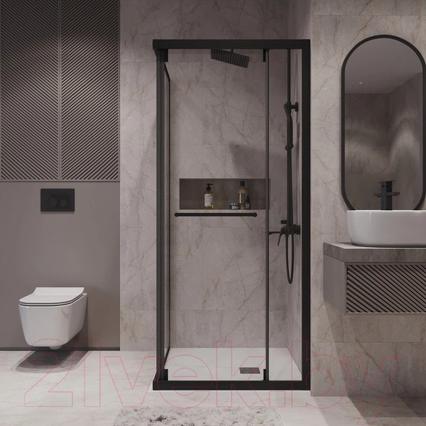 Изображение товара Душевой уголок Niagara NG-6833-34BLACK 90x90x195 (черный матовый/прозрачное стекло)