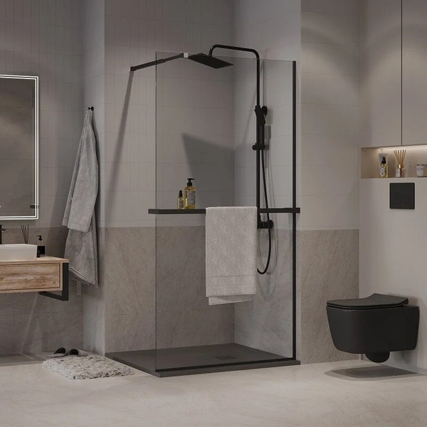 Изображение товара Душевая стенка Niagara NG-670-10ВLACK 100x195 (черный матовый/прозрачное стекло)