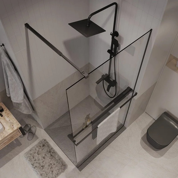 Изображение товара Душевая стенка Niagara NG-670-10ВLACK 100x195 (черный матовый/прозрачное стекло)