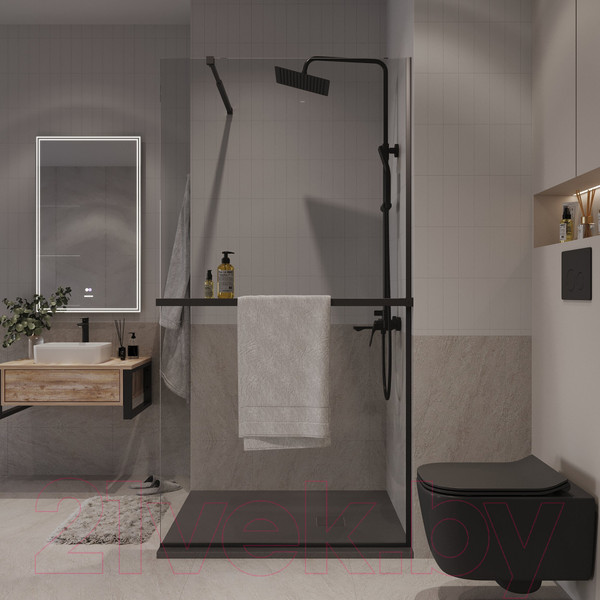 Изображение товара Душевая стенка Niagara NG-670-12ВLACK 120x195 (черный матовый/прозрачное стекло)