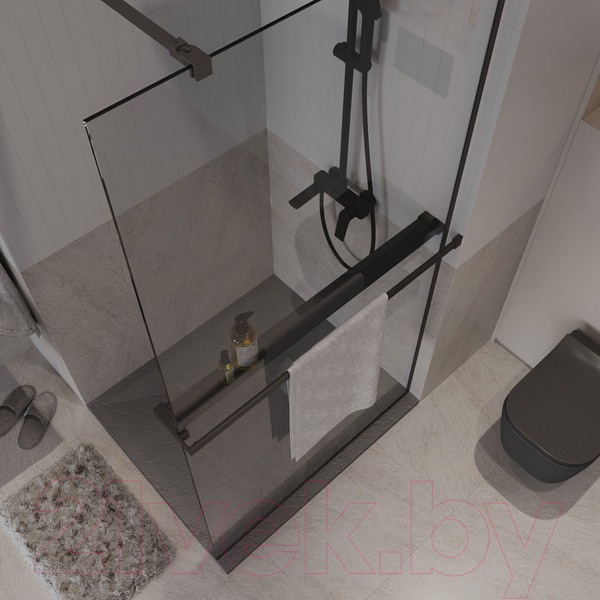 Изображение товара Душевая стенка Niagara NG-670-80ВLACK 80x195 (черный матовый/прозрачное стекло)