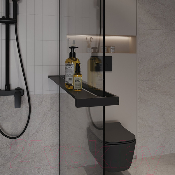 Изображение товара Душевая стенка Niagara NG-670-80ВLACK 80x195 (черный матовый/прозрачное стекло)