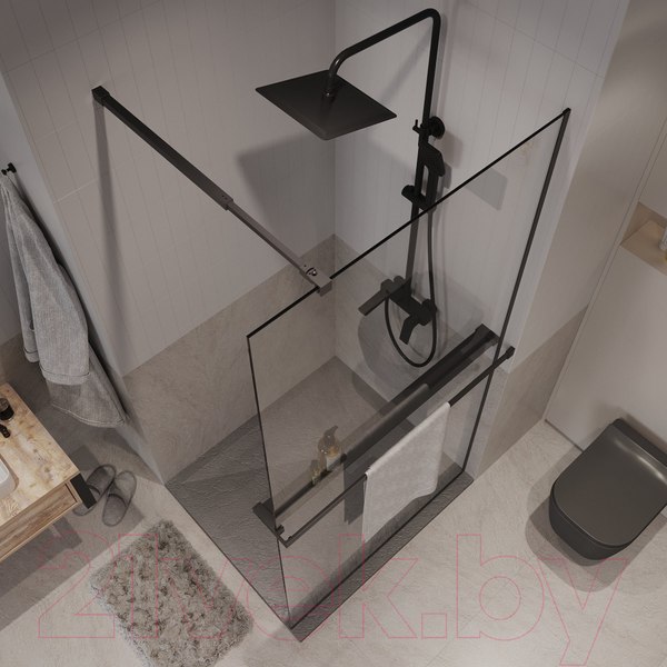 Изображение товара Душевая стенка Niagara NG-670-90ВLACK 90x195 (черный матовый/прозрачное стекло)