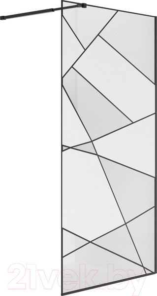 Изображение товара Душевая стенка Niagara NG-680-12BLACK 120x195 (черный матовый/прозрачное стекло с рисунком)