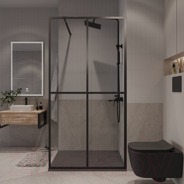 Изображение товара Душевая стенка Niagara NG-686-10BLACK 100x195 (черный матовый/прозрачное стекло)