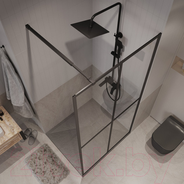 Изображение товара Душевая стенка Niagara NG-686-10BLACK 100x195 (черный матовый/прозрачное стекло)