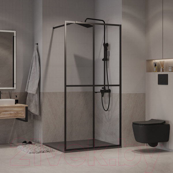 Изображение товара Душевая стенка Niagara NG-686-12BLACK 120x195 (черный матовый/прозрачное стекло)