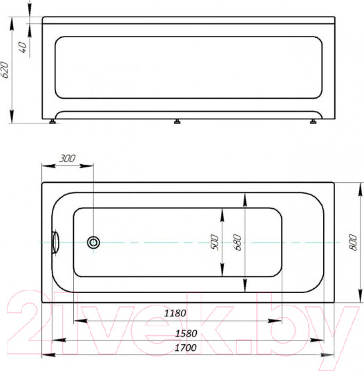 Изображение товара Ванна акриловая Aquatek Мия 170x80