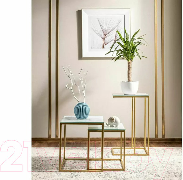 Изображение товара Приставной столик Signal Symphony G (белый мрамор/золото)