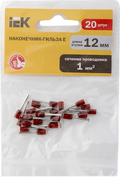 Изображение товара Набор наконечников для кабеля IEK UGN10-4-001-03-12 (20шт, темно-красный)