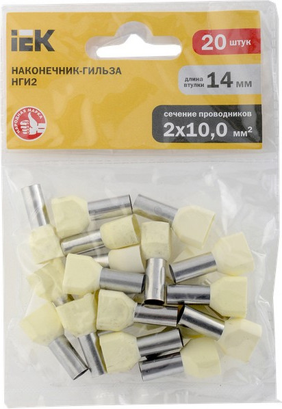 Изображение товара Набор наконечников для кабеля IEK UTE10-4-D10-0-100 (20шт, слоновая кость)