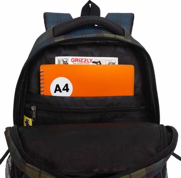 Изображение товара Школьный рюкзак Grizzly RU-430-6 (зеленый/синий)