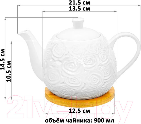 Изображение товара Заварочный чайник Elan Gallery Розы / 540833