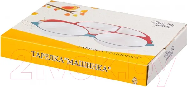 Изображение товара Тарелка закусочная (десертная) Elan Gallery Машина / 940190 (красный/голубой)