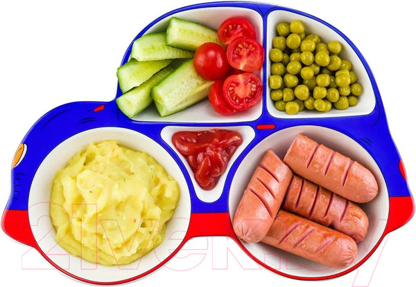 Изображение товара Тарелка столовая обеденная Elan Gallery Машина / 940193 (синий/красный)