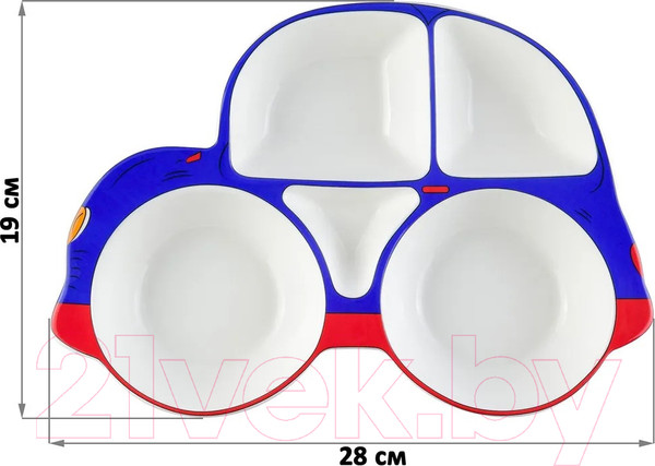 Изображение товара Тарелка столовая обеденная Elan Gallery Машина / 940193 (синий/красный)