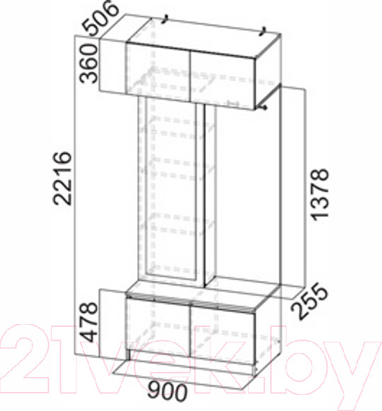 Изображение товара Секция в прихожую Mio Tesoro Авиньон (дуб крафт золотой/графит серый)