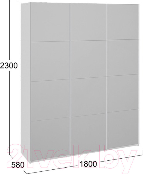 Изображение товара Шкаф-купе ТриЯ Траст СШК 2.180.60-13.13.13 3-х дверный (белый снег/зеркало/белый снег/зеркало)