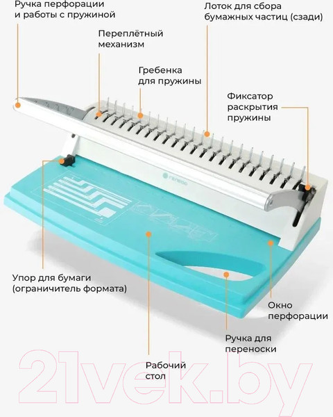 Изображение товара Брошюровщик Гелеос БП-9+ / БП9пбб (бирюзовый/белый)