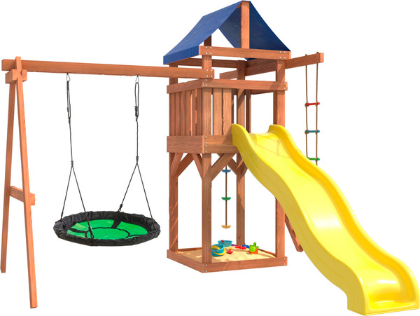 Изображение товара Игровой комплекс National Tree Company С зелеными качелями гнездо Свиби IgroWoods / ДП-4