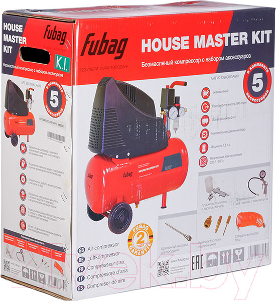 Изображение товара Воздушный компрессор Fubag House Master Kit + 5 (646029)