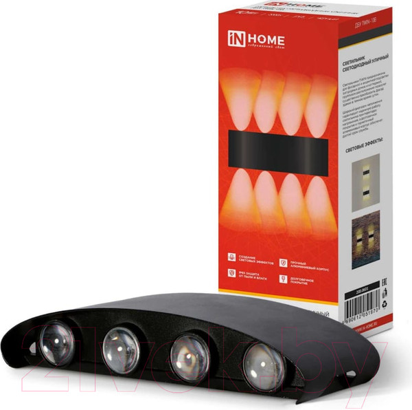 Изображение товара Бра уличное INhome TWIN-10B 10Вт 3000К IP54 / 4690612051970 (черный)