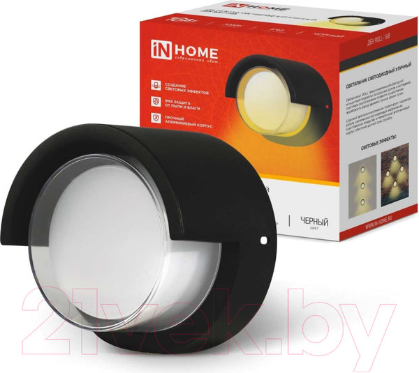 Изображение товара Светильник уличный INhome ROLL-16B 16Вт 3000К IP54 / 4690612051994 (черный)