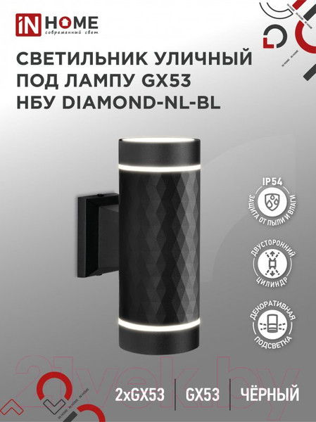 Изображение товара Бра уличное INhome DIAMOND-2xGX53-NL-BL / 4690612051635 (черный)