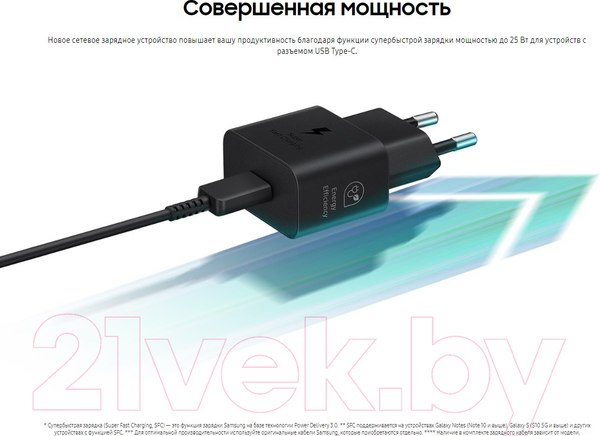 Изображение товара Адаптер питания сетевой Samsung EP-T2510NBEG (черный)