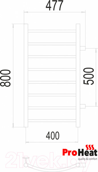 Изображение товара Полотенцесушитель водяной ProHeat Classic 40х80 (боковое подключение)