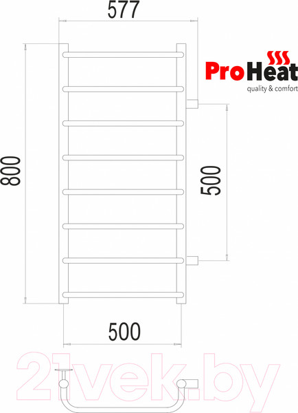 Изображение товара Полотенцесушитель водяной ProHeat Prime 50х80 (боковое подключение)