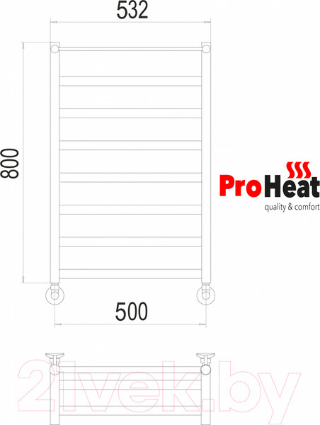 Изображение товара Полотенцесушитель водяной ProHeat Line 50х80 (с полкой)