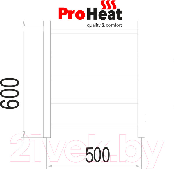 Изображение товара Полотенцесушитель водяной ProHeat Quadro 50х60