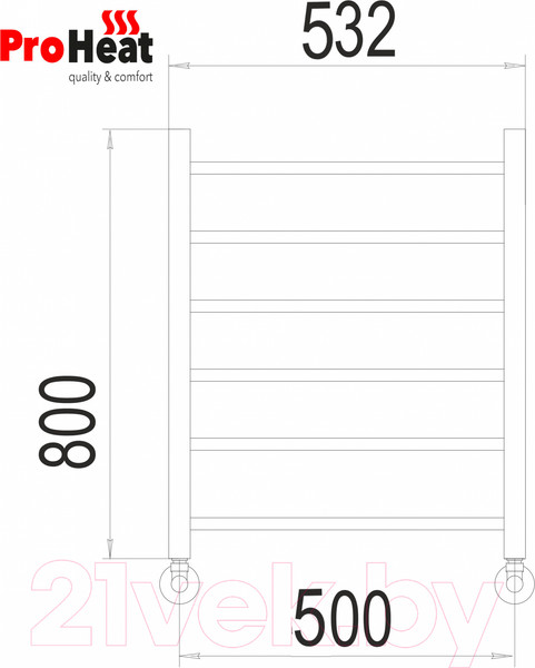 Изображение товара Полотенцесушитель водяной ProHeat Quadro 50х80