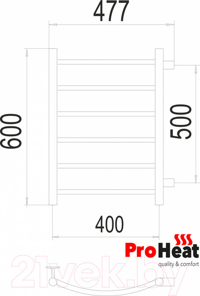 Изображение товара Полотенцесушитель водяной ProHeat Classic 40х60 (боковое подключение, черный муар)