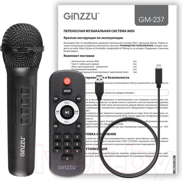Изображение товара Портативная колонка Ginzzu GM-237