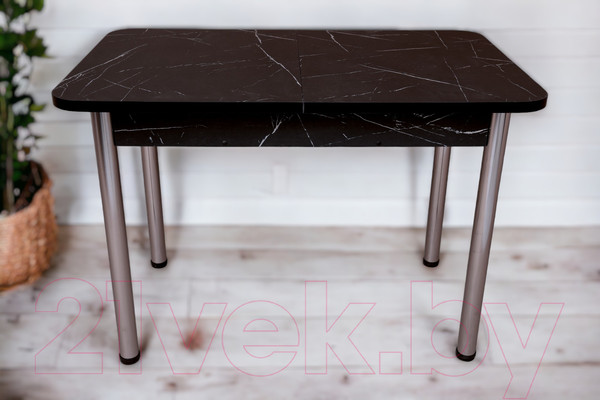 Изображение товара Обеденный стол СВД Юнио 100-130x60 / 051.П20.Х (мрамор неро маркин/хром)