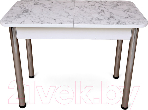 Изображение товара Обеденный стол СВД Юнио 110-140x70 / 052.П15.Х (мрамор каррара/хром)