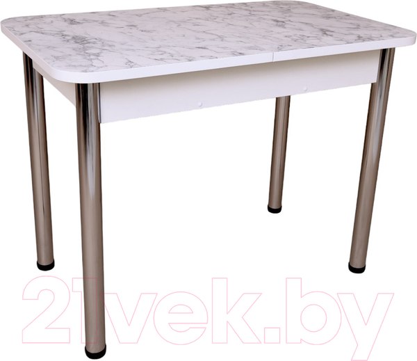 Изображение товара Обеденный стол СВД Юнио 120-150x75 / 053.П15.Х (мрамор каррара/хром)