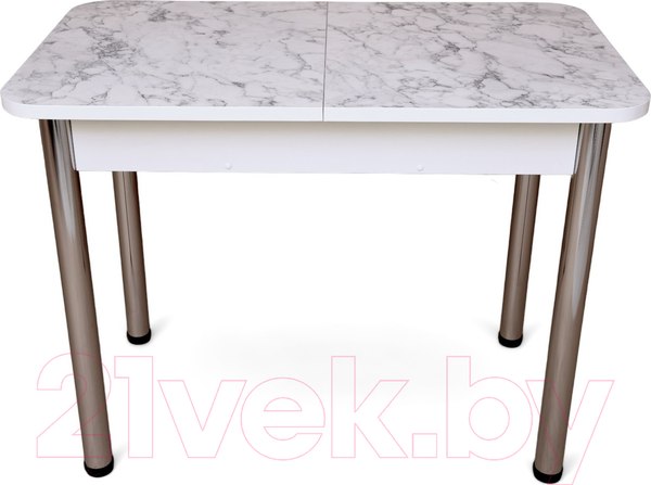 Изображение товара Обеденный стол СВД Юнио 120-150x75 / 053.П15.Х (мрамор каррара/хром)