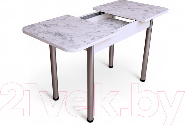 Изображение товара Обеденный стол СВД Юнио 120-150x75 / 053.П15.Х (мрамор каррара/хром)