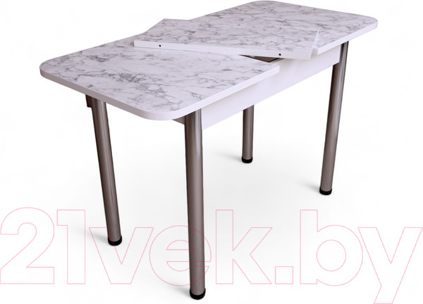 Изображение товара Обеденный стол СВД Юнио 120-150x75 / 053.П15.Х (мрамор каррара/хром)